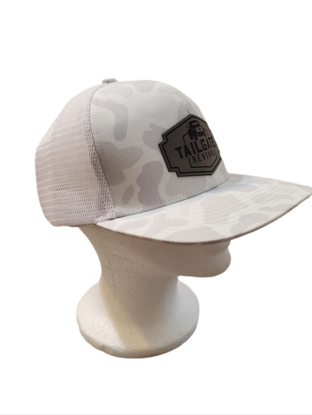 Tailgate Revival White Gray Camo Trucker Snapback Baseball Cap